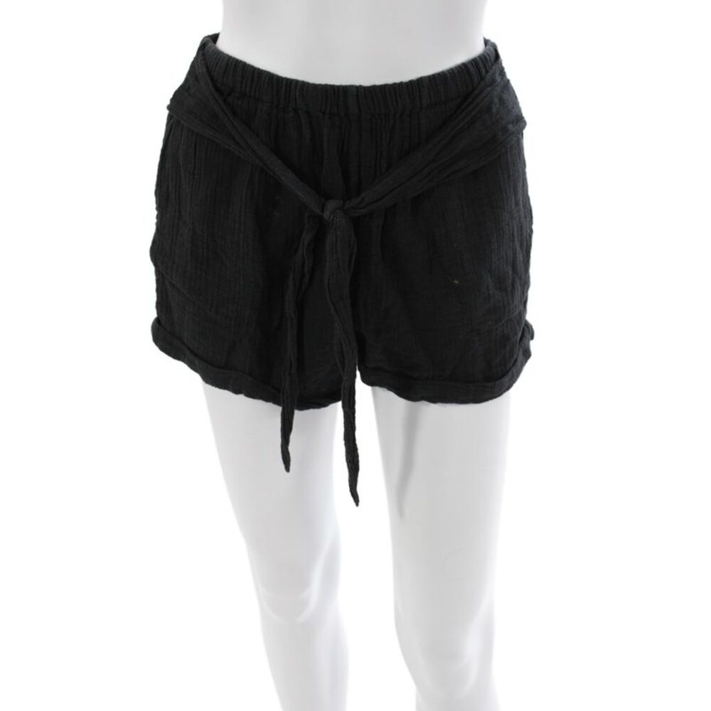 Anaak Womens Paperbag Shorts Black Cotton Tie Waist Size XS
